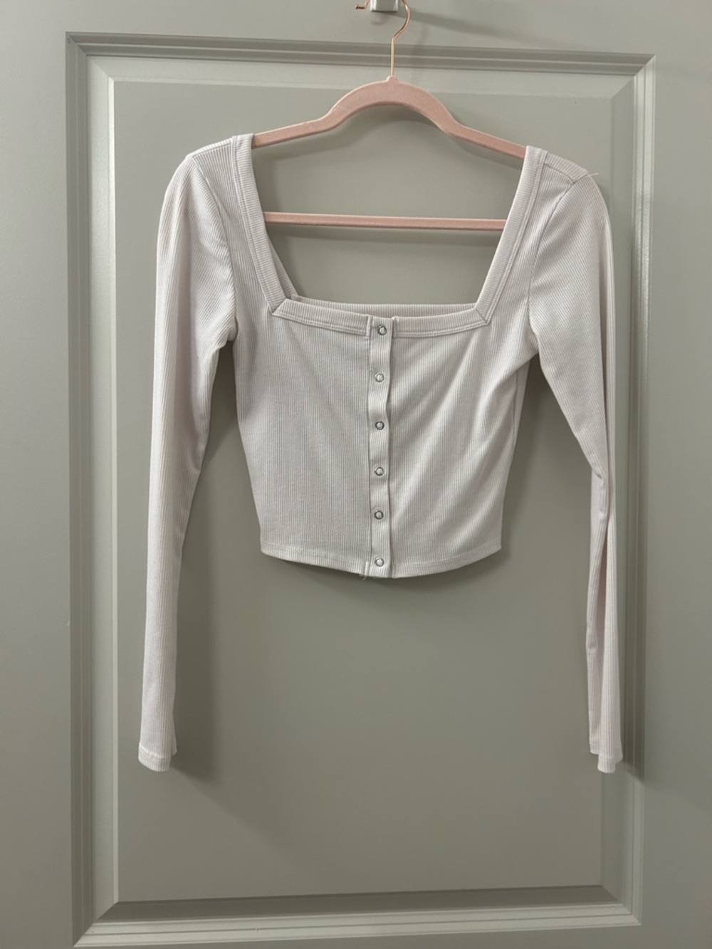Bozzolo white square neck button long sleeve
